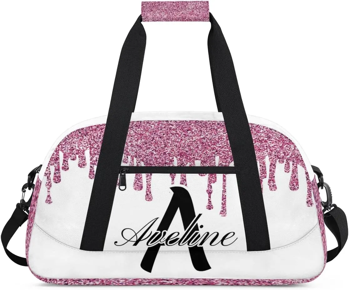 Personalized Initial Name Duffel Bags, Custom Travel Overnight Weekender Bag for Women Men with Name, Cusotmized Monogrammed Sports Gym Bag Custom Gifts, 流体亮片2