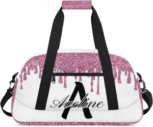 Personalized Initial Name Duffel Bags, Custom Travel Overnight Weekender Bag for Women Men with Name, Cusotmized Monogrammed Sports Gym Bag Custom Gifts, 流体亮片2