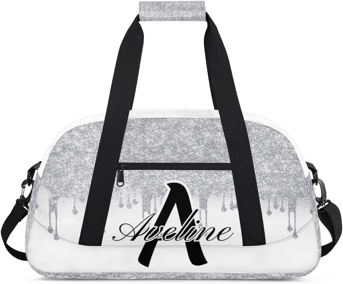 Personalized Initial Name Duffel Bags, Custom Travel Overnight Weekender Bag for Women Men with Name, Cusotmized Monogrammed Sports Gym Bag Custom Gifts, 流体亮片3