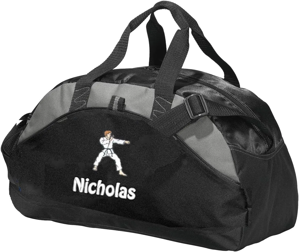 Personalized Karate Duffel Bag, Men and Women, Custom Sport Bag with Monogrammed Name, Black
