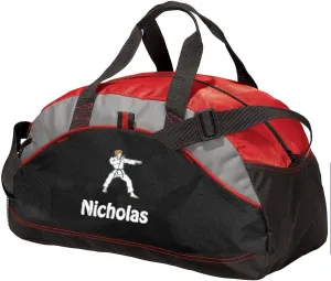 Personalized Karate Duffel Bag, Men and Women, Custom Sport Bag with Monogrammed Name, Red
