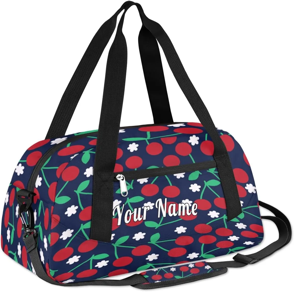 Personalized Kids Duffel Bag Cherry,Custom Sport Gym Bag for Boys Girls,WWeekender Overnight Bags Travel Duffel Bag,Customized Kids Gift