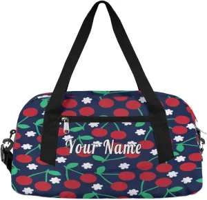Personalized Kids Duffel Bag Cherry,Custom Sport Gym Bag for Boys Girls,WWeekender Overnight Bags Travel Duffel Bag,Customized Kids Gift