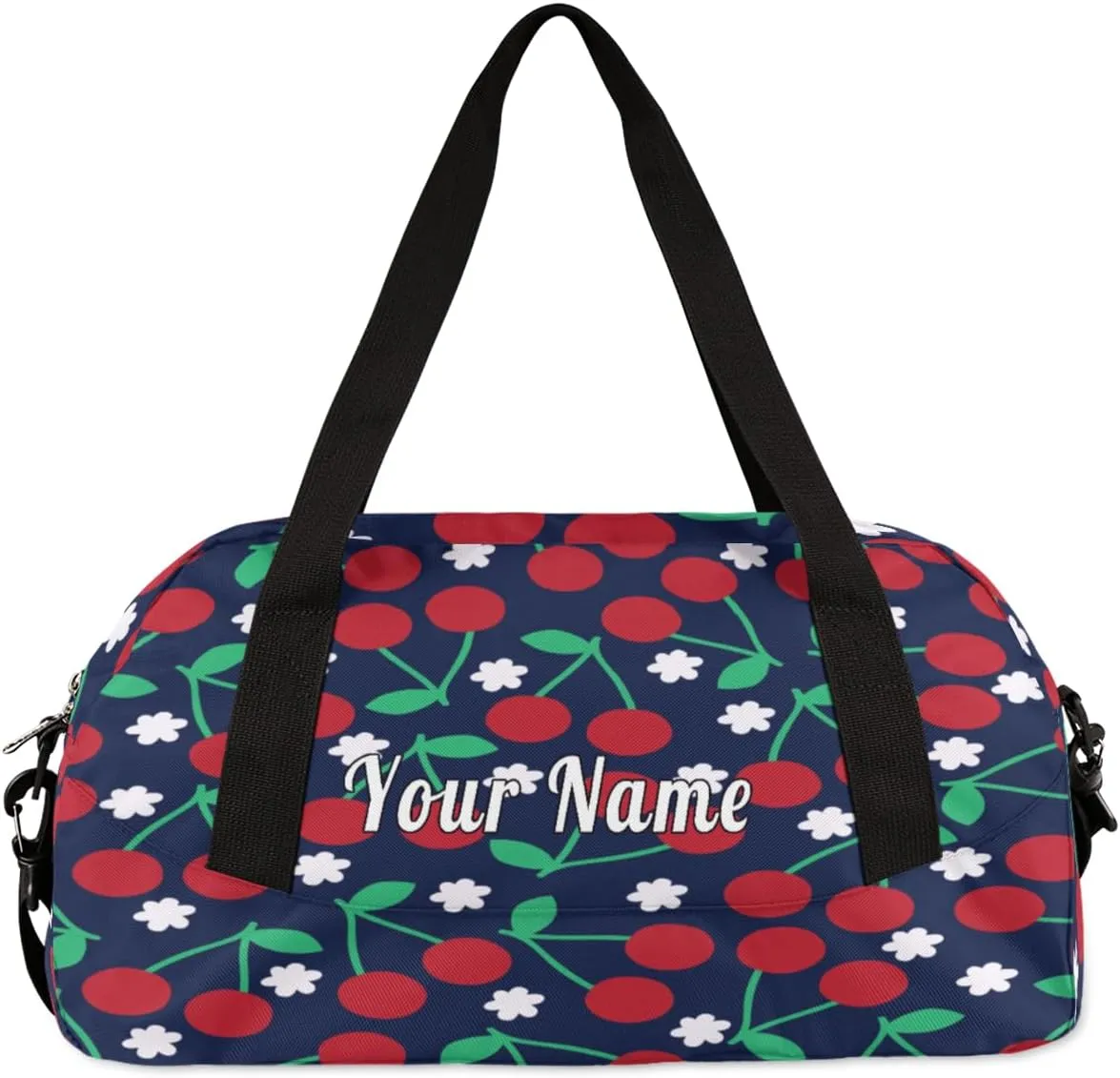 Personalized Kids Duffel Bag Cherry,Custom Sport Gym Bag for Boys Girls,WWeekender Overnight Bags Travel Duffel Bag,Customized Kids Gift