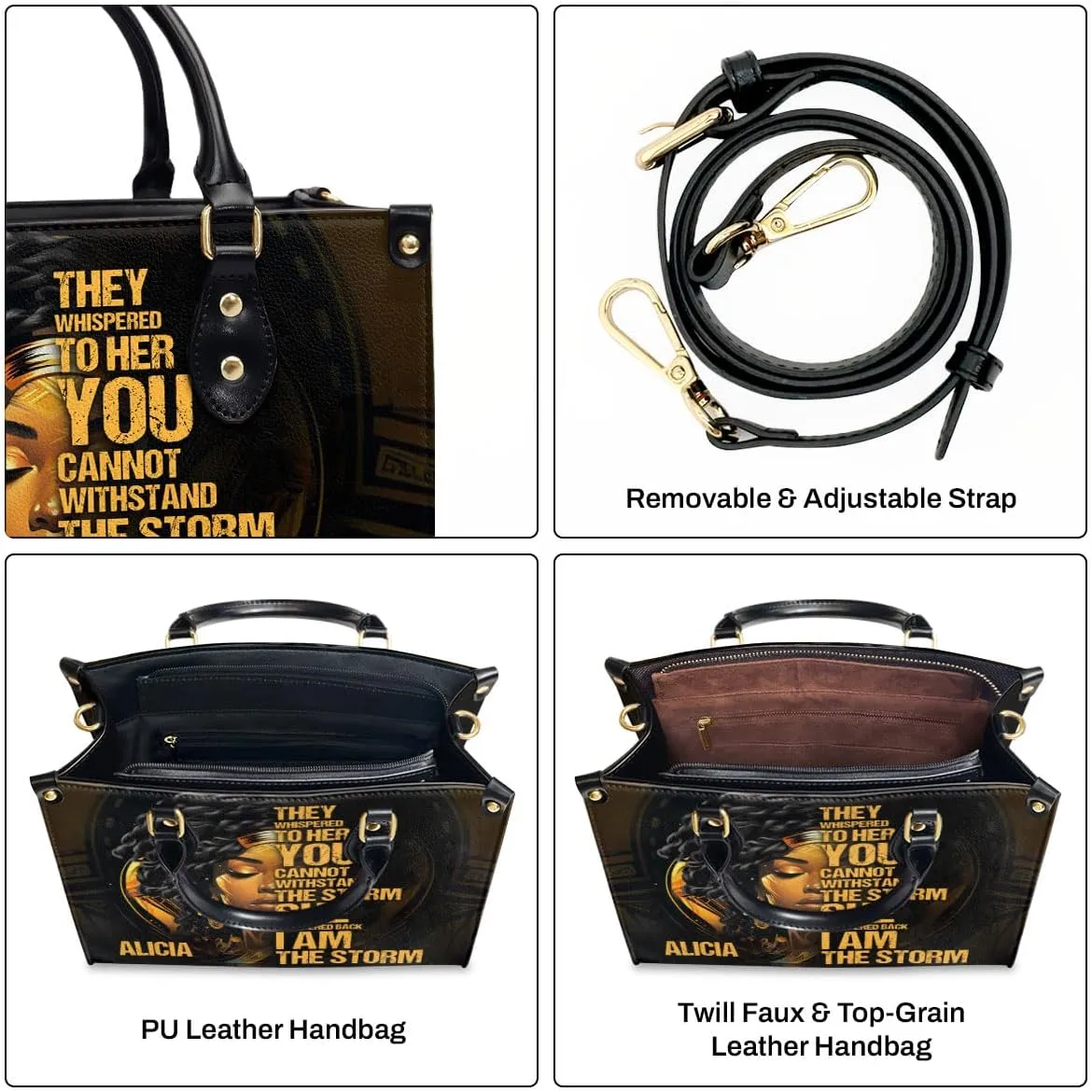 Personalized Leather Handbag For African American - Christmas Gifts For Women For Black Women