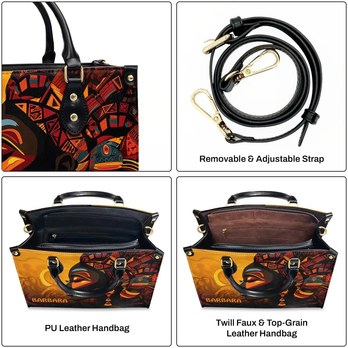 Personalized Leather Handbag For African American - Christmas Gifts For Women For Black Women