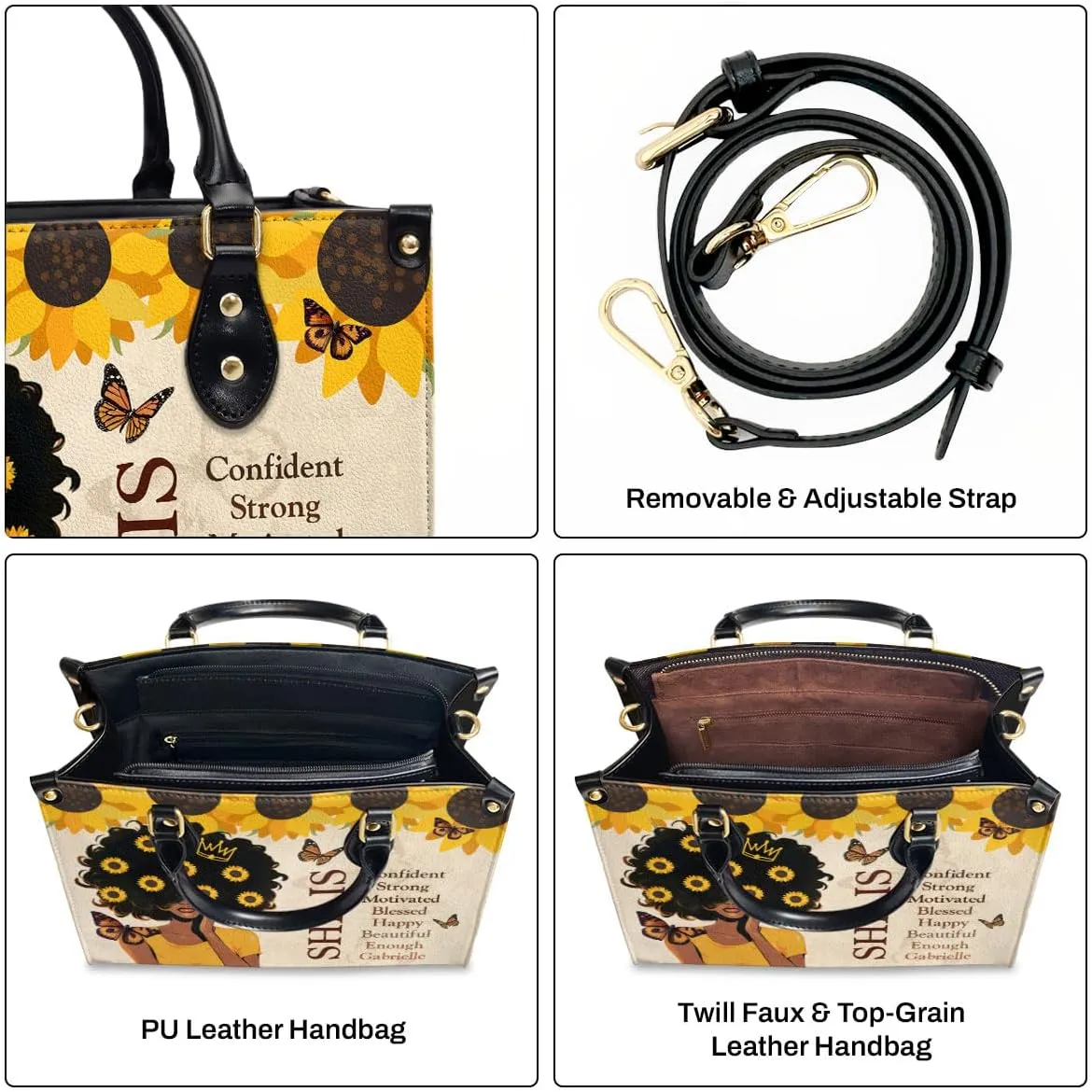 Personalized Leather Handbag For African American - Christmas Gifts For Women For Black Women