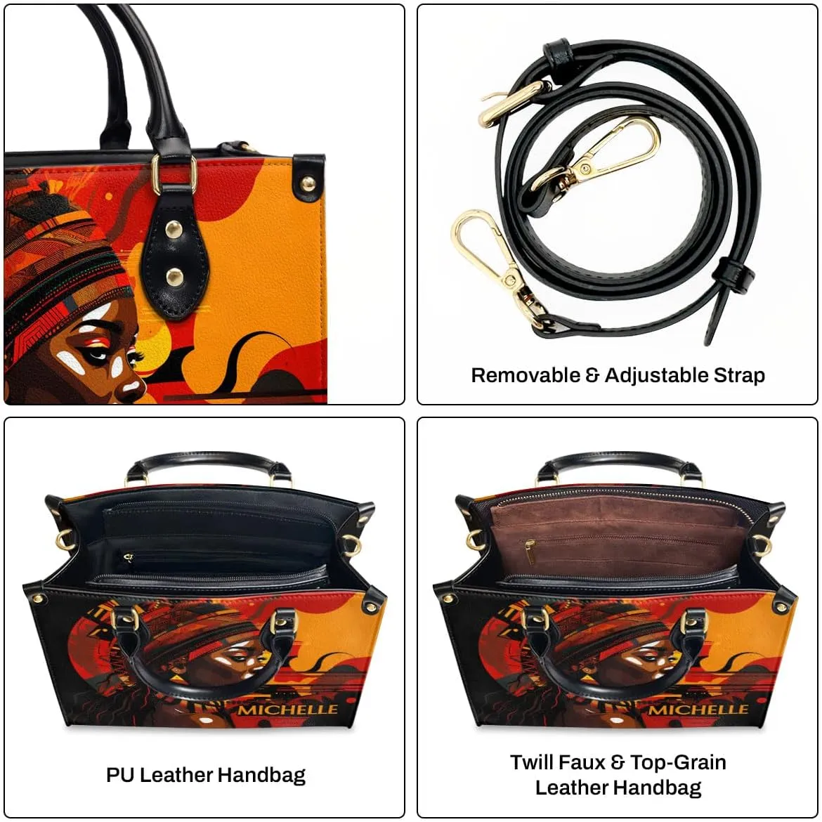 Personalized Leather Handbag For Black African
