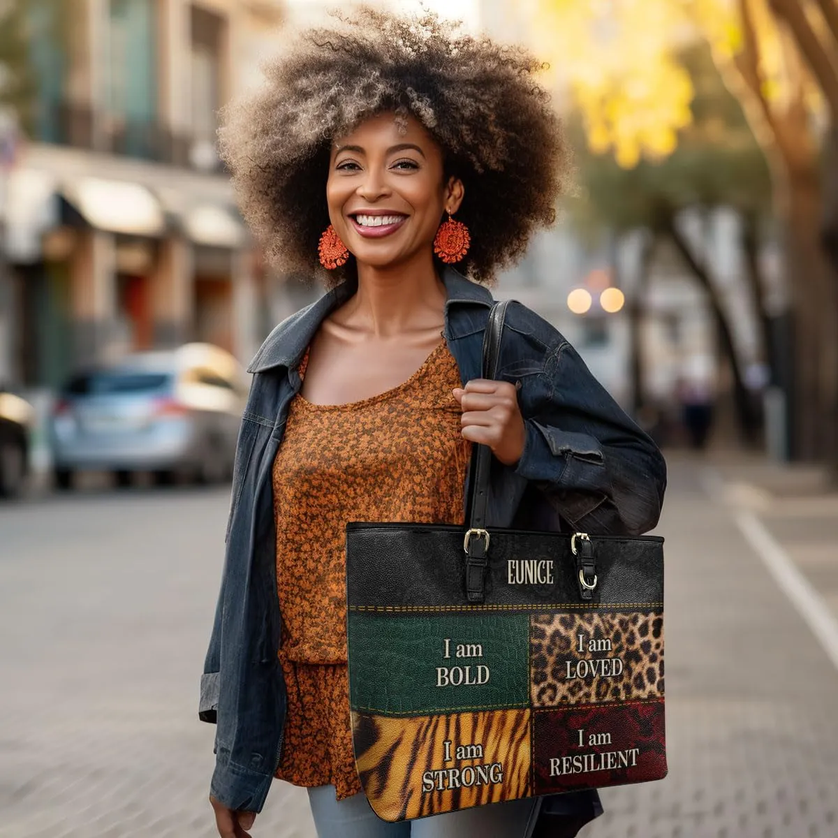 Personalized Leather Tote Bag For Black African Women