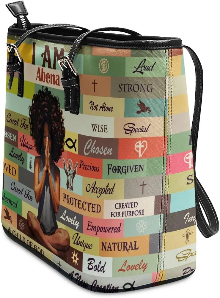 Personalized Leather Totebag For Black African Women - Christmas Gifts For Women For Black Women