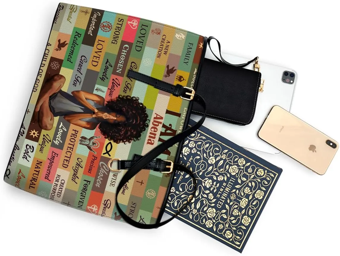 Personalized Leather Totebag For Black African Women - Christmas Gifts For Women For Black Women