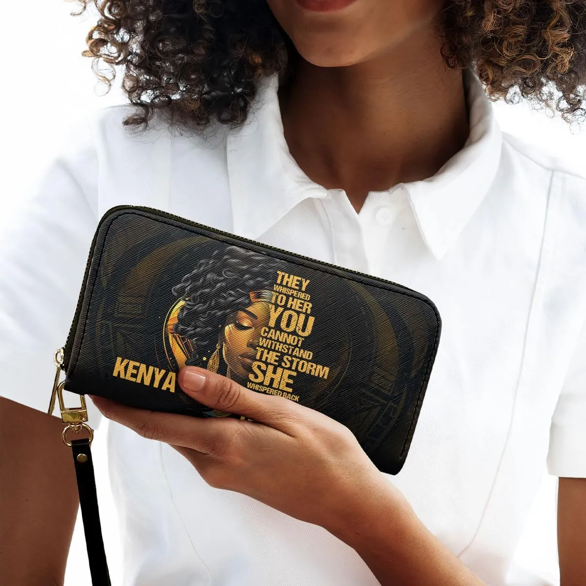Personalized Leather Wallet For Women - I Am The Storm - African Pride Woman Clutch Purse - Gifts For Black Women African Queen - Black Girl Bag Purse