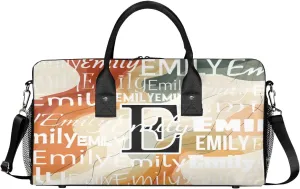 Personalized Letter Initial Dance Bag Custom Monogrammed Gym Duffle Bag Beautiful Boho Travel Bag Abstract Wavy Swirl Carry On Tote Weekender Overnight Bags Sport Training Bag