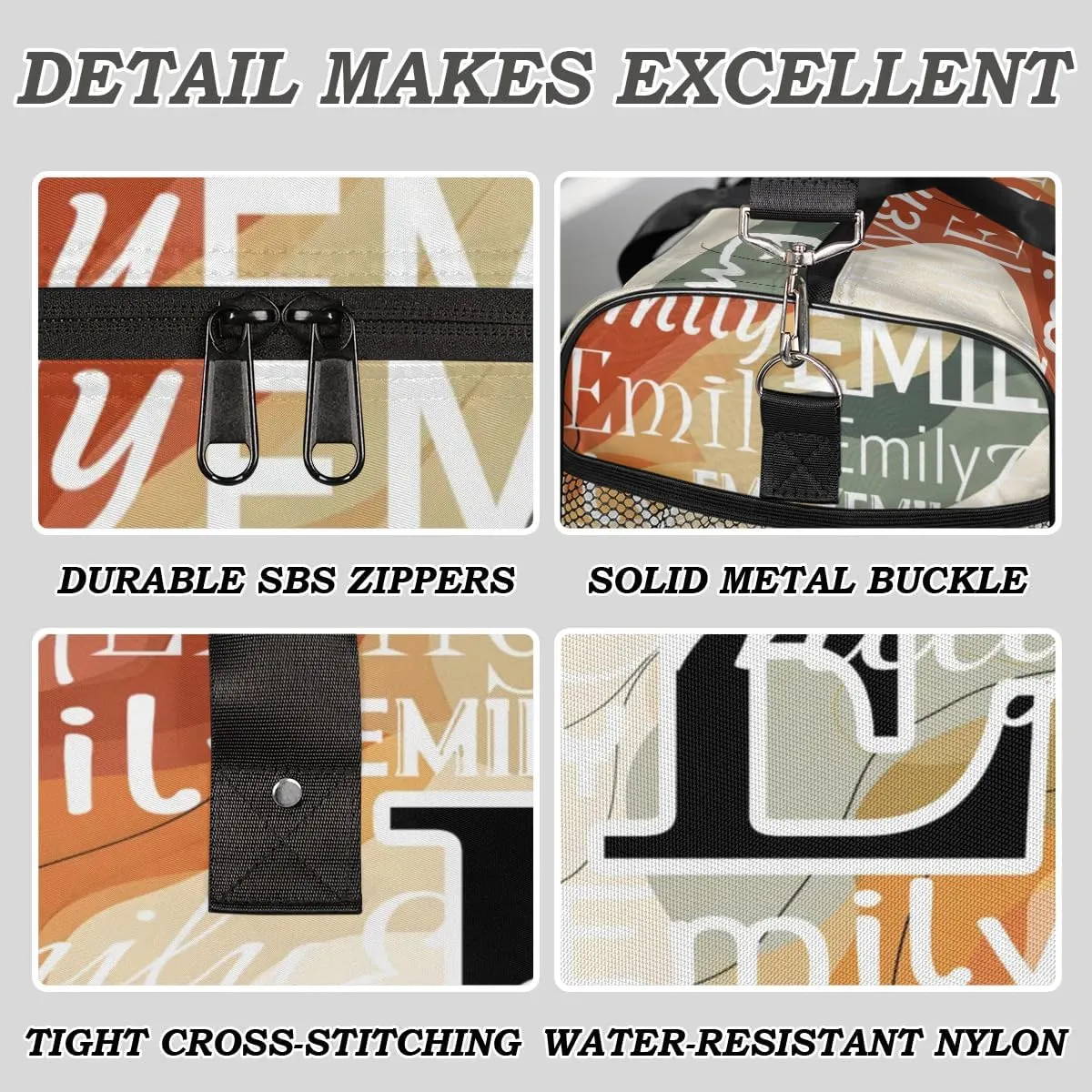 Personalized Letter Initial Dance Bag Custom Monogrammed Gym Duffle Bag Beautiful Boho Travel Bag Abstract Wavy Swirl Carry On Tote Weekender Overnight Bags Sport Training Bag