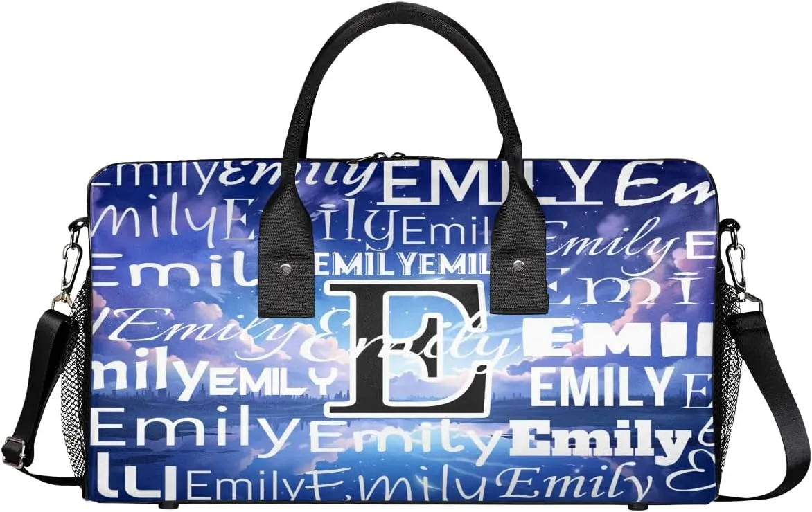 Personalized Letter Initial Dance Bag Custom Monogrammed Gym Duffle Bag Beautiful Starry Sky Travel Bag Carry On Tote Weekender Overnight Bags Sport Training Bag