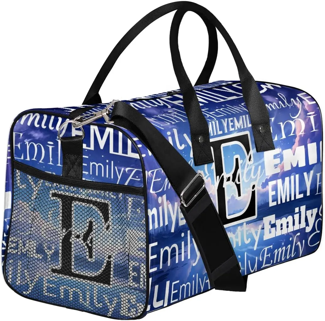 Personalized Letter Initial Dance Bag Custom Monogrammed Gym Duffle Bag Beautiful Starry Sky Travel Bag Carry On Tote Weekender Overnight Bags Sport Training Bag