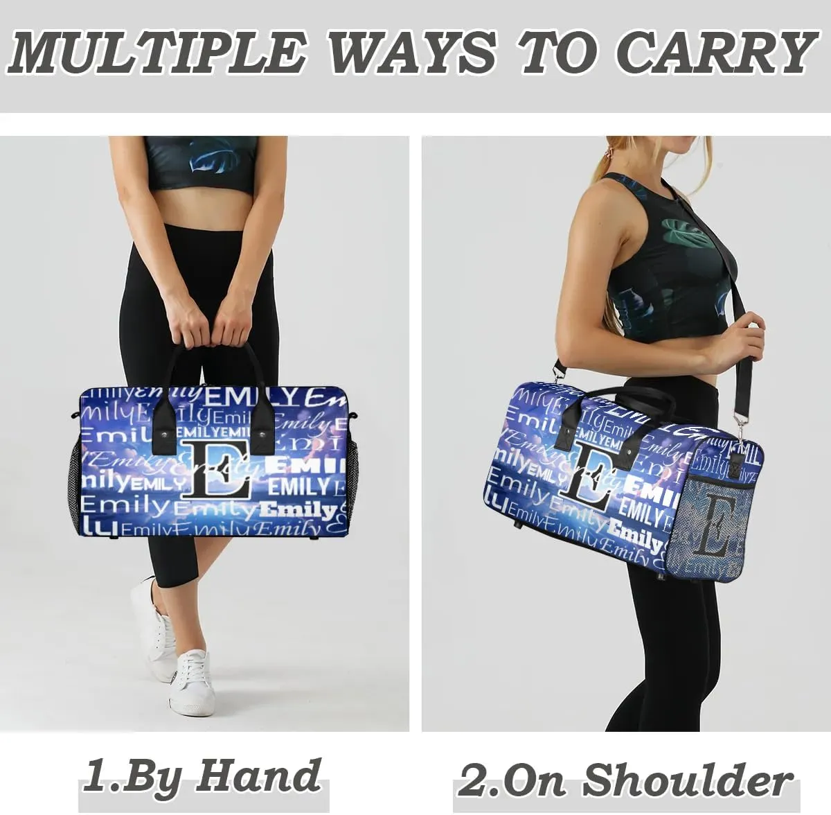 Personalized Letter Initial Dance Bag Custom Monogrammed Gym Duffle Bag Beautiful Starry Sky Travel Bag Carry On Tote Weekender Overnight Bags Sport Training Bag