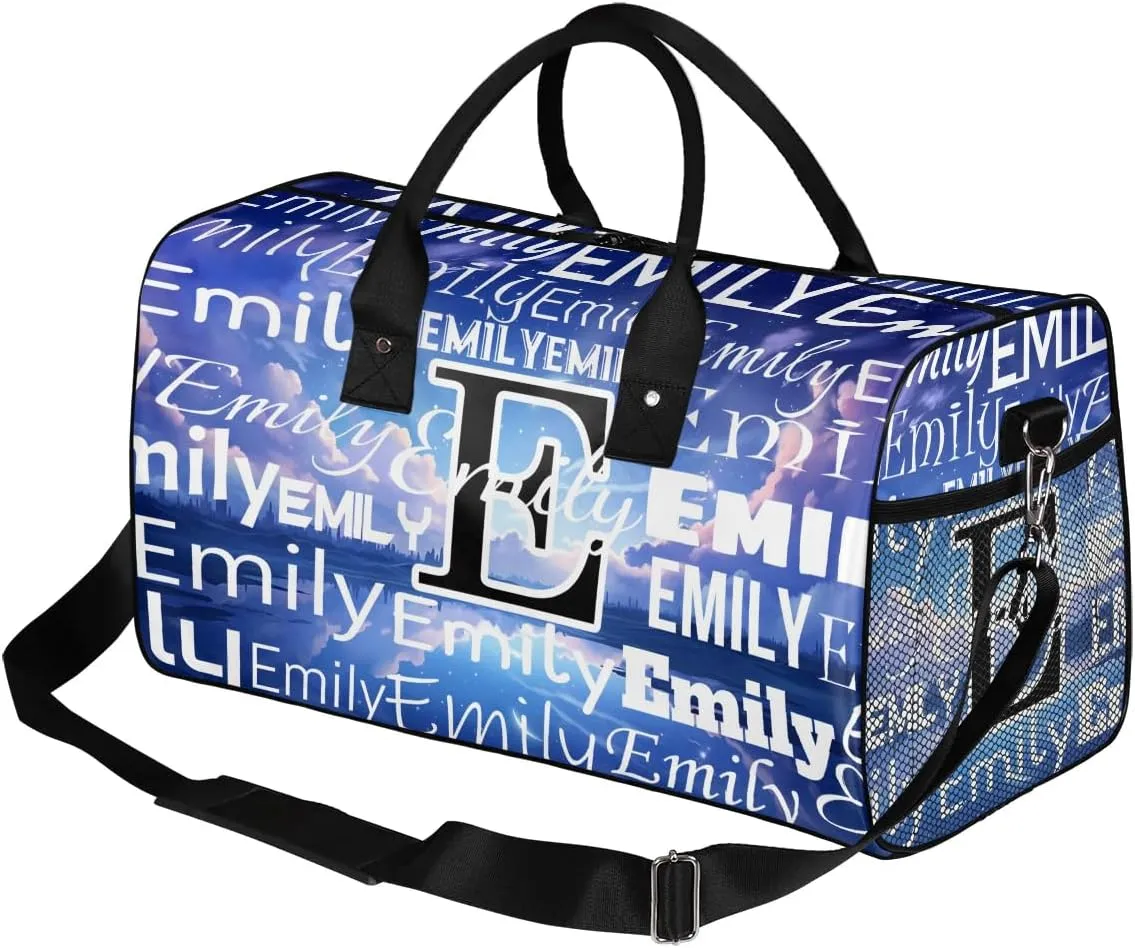 Personalized Letter Initial Dance Bag Custom Monogrammed Gym Duffle Bag Beautiful Starry Sky Travel Bag Carry On Tote Weekender Overnight Bags Sport Training Bag