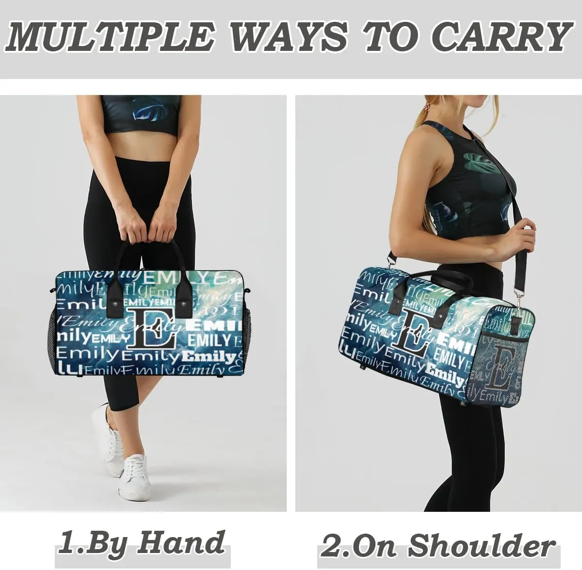Personalized Letter Initial Dance Bag Custom Monogrammed Gym Duffle Bag Blue Marble Travel Bag Abstract Modern Carry On Tote Weekender Overnight Bags Sport Training Bag