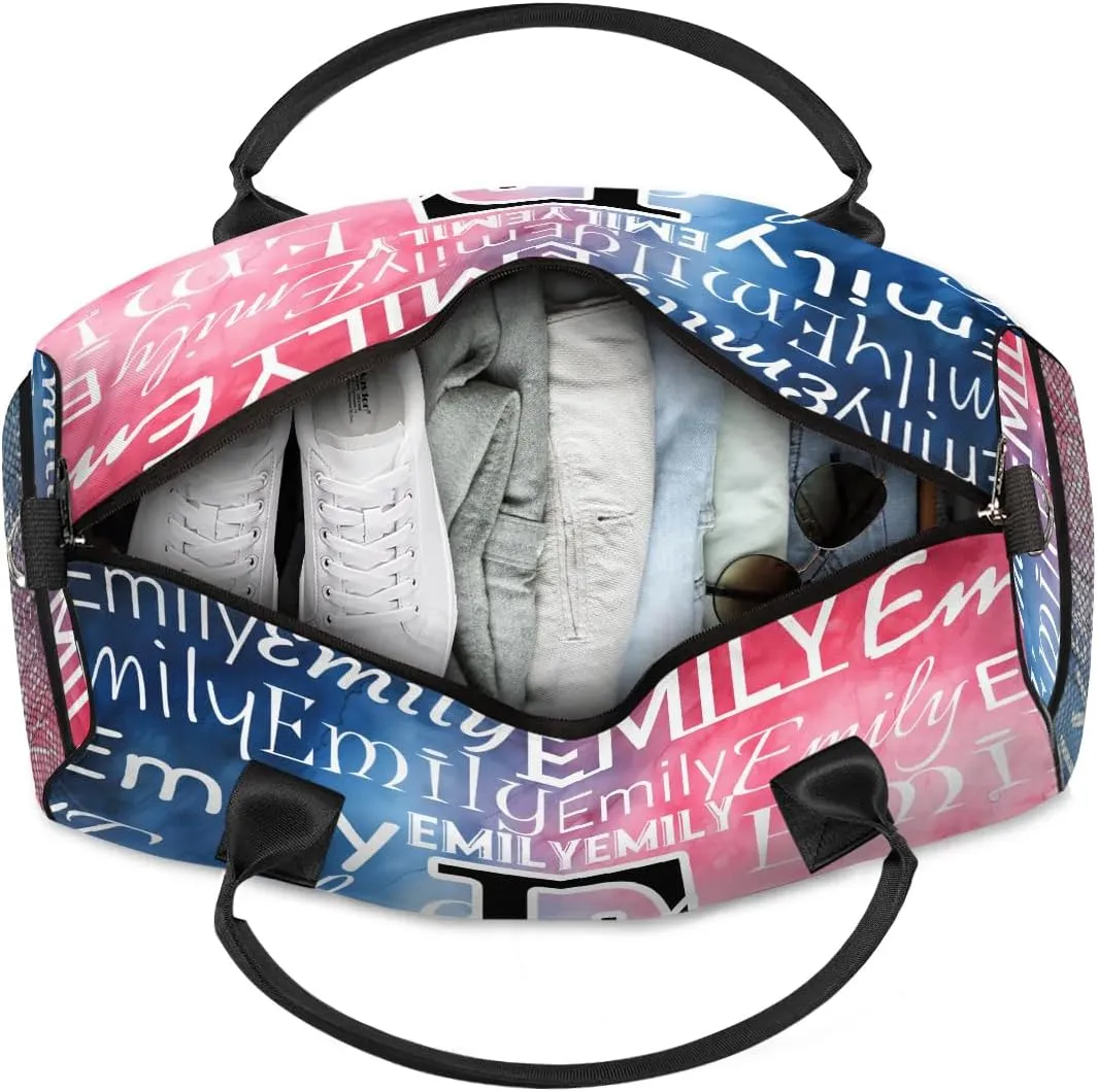 Personalized Letter Initial Dance Bag Custom Monogrammed Gym Duffle Bag Funny Tie Dye Travel Bag Carry On Tote Weekender Overnight Bags Sport Training Bag