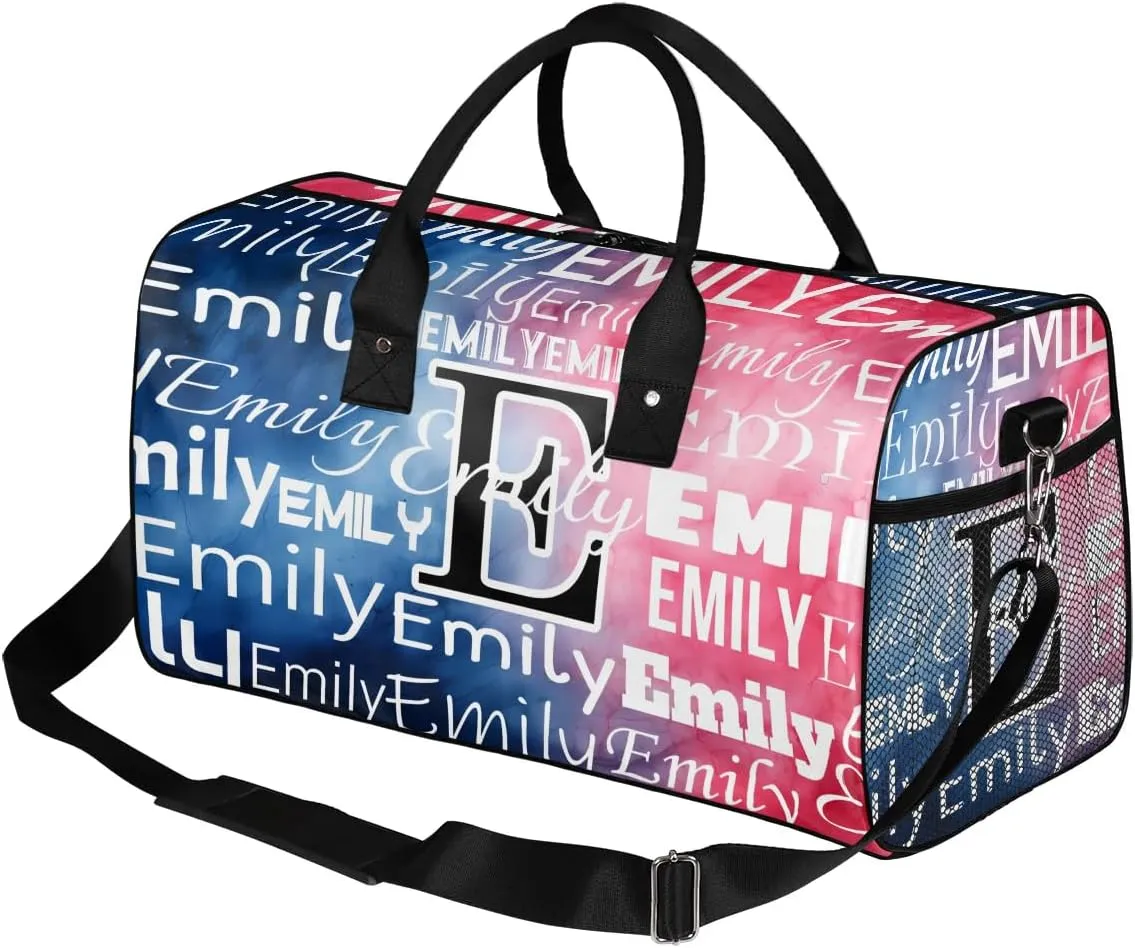 Personalized Letter Initial Dance Bag Custom Monogrammed Gym Duffle Bag Funny Tie Dye Travel Bag Carry On Tote Weekender Overnight Bags Sport Training Bag