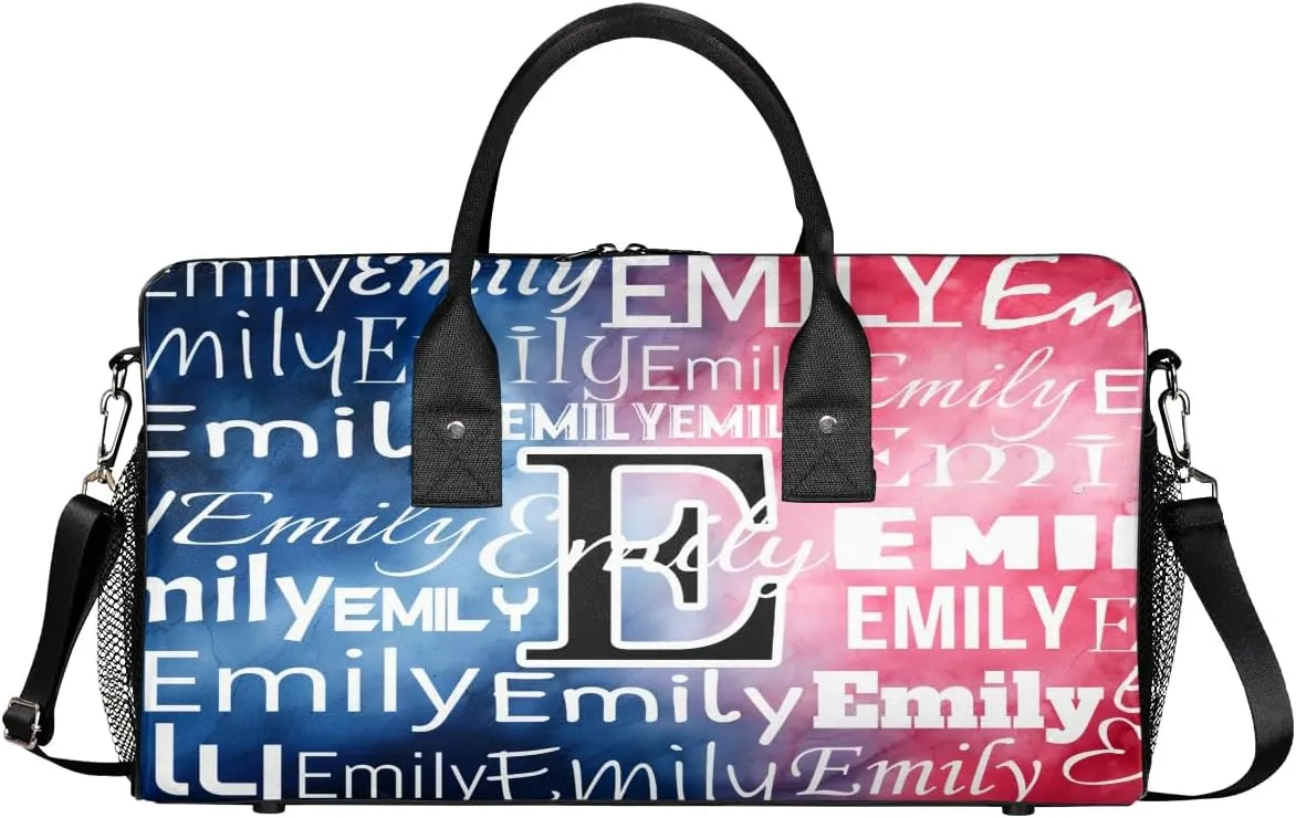 Personalized Letter Initial Dance Bag Custom Monogrammed Gym Duffle Bag Funny Tie Dye Travel Bag Carry On Tote Weekender Overnight Bags Sport Training Bag