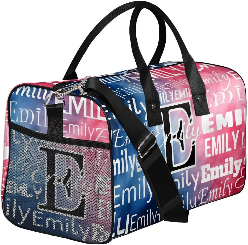 Personalized Letter Initial Dance Bag Custom Monogrammed Gym Duffle Bag Funny Tie Dye Travel Bag Carry On Tote Weekender Overnight Bags Sport Training Bag