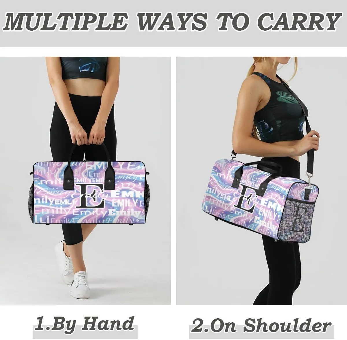 Personalized Letter Initial Dance Bag Custom Monogrammed Gym Duffle Bag Rainbow Abstract Travel Bag Colorful Rainbow Abstract Spiral Carry On Tote Weekender Overnight Bags Sport Training Bag