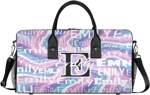 Personalized Letter Initial Dance Bag Custom Monogrammed Gym Duffle Bag Rainbow Abstract Travel Bag Colorful Rainbow Abstract Spiral Carry On Tote Weekender Overnight Bags Sport Training Bag