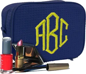 Personalized Makeup Bag - Bridesmaid Make Up Cosmetic Case - Monogrammed and Embroidered (Navy Blue)