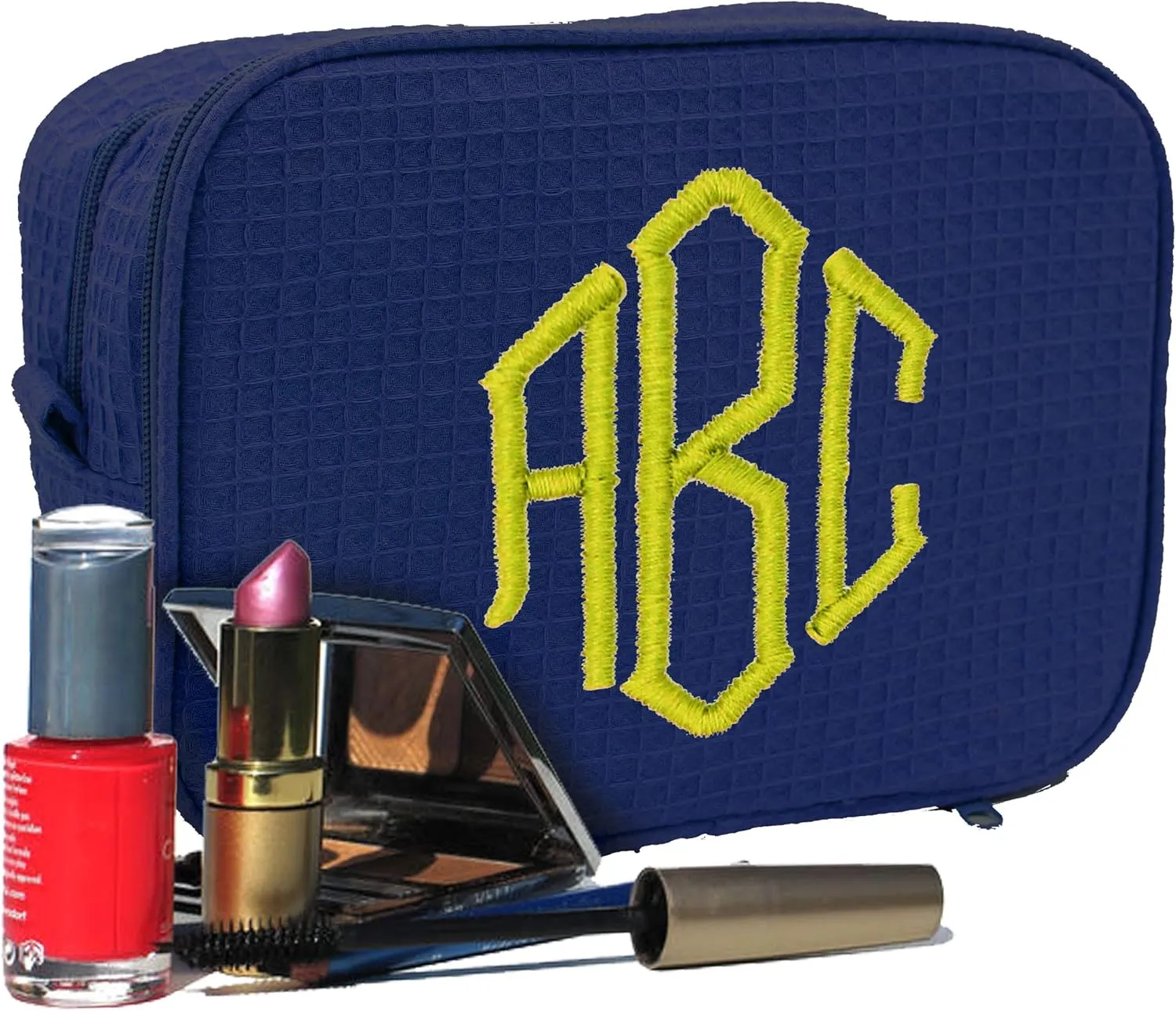 Personalized Makeup Bag - Bridesmaid Make Up Cosmetic Case - Monogrammed and Embroidered (Navy Blue)