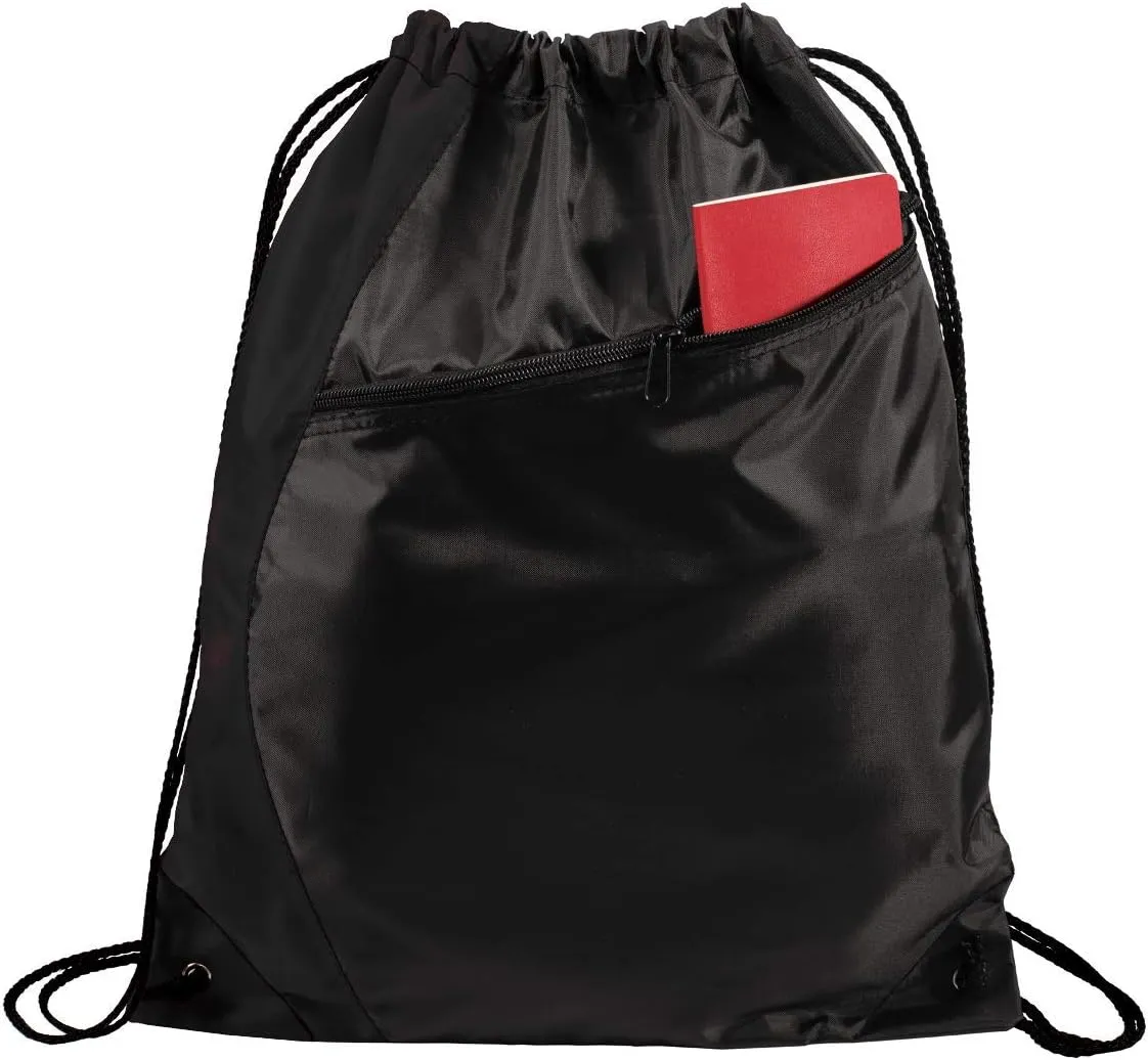 Personalized Monogrammed Drawstring Backpack with Custom Text | Cinch Bag with Customizable Monogram Design (Black/Black)