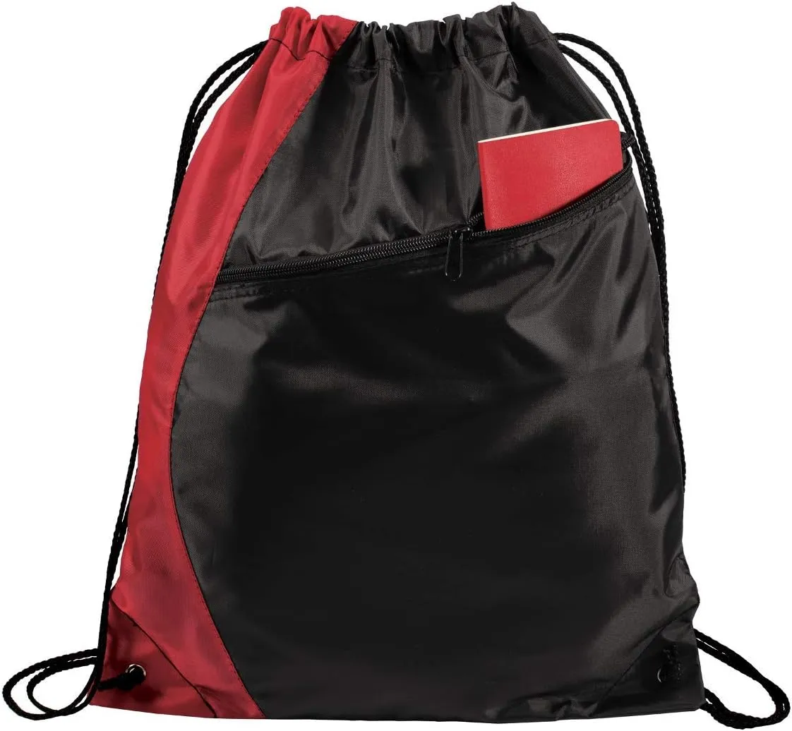 Personalized Monogrammed Drawstring Backpack with Custom Text Cinch Bag with Customizable Monogram Design (Red/Black)