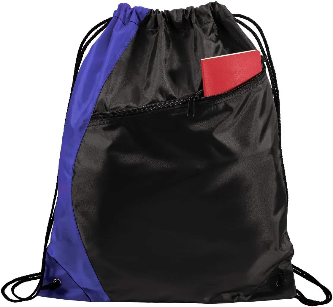 Personalized Monogrammed Drawstring Backpack with Custom Text | Cinch Bag with Customizable Monogram Design (Royal/Black)