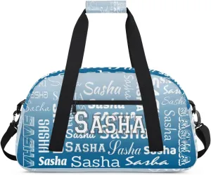 Personalized Name Dance Gymnastics Bags, Custom Duffel Bag Cheer Bags, Custom Sport Duffel Gym Bags Travel Weekender Bags Blue Gradient