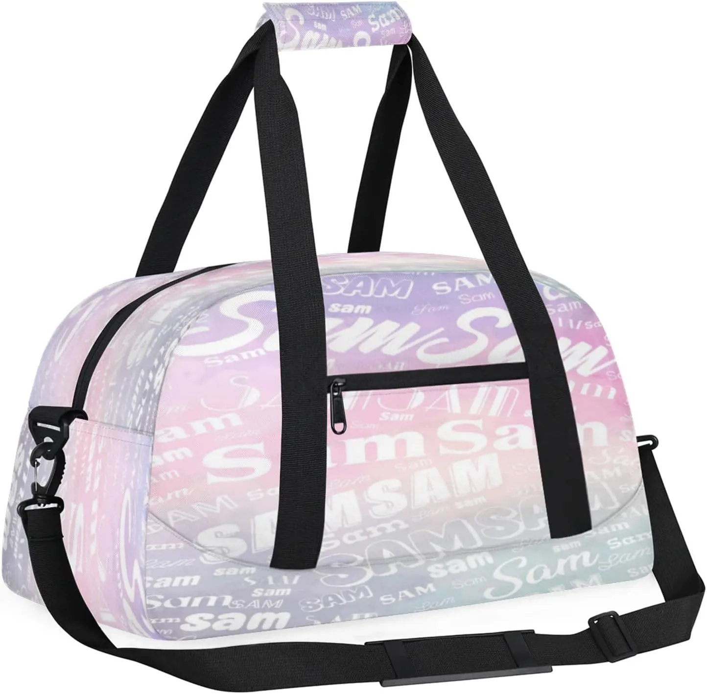 Personalized Name Gym Duffel Bag, Custom Sport Duffle Bags, Custom Overnight Weekender Bag Travel Bag for Dance Cheer Gymnastics Swimming, Colourful Prints