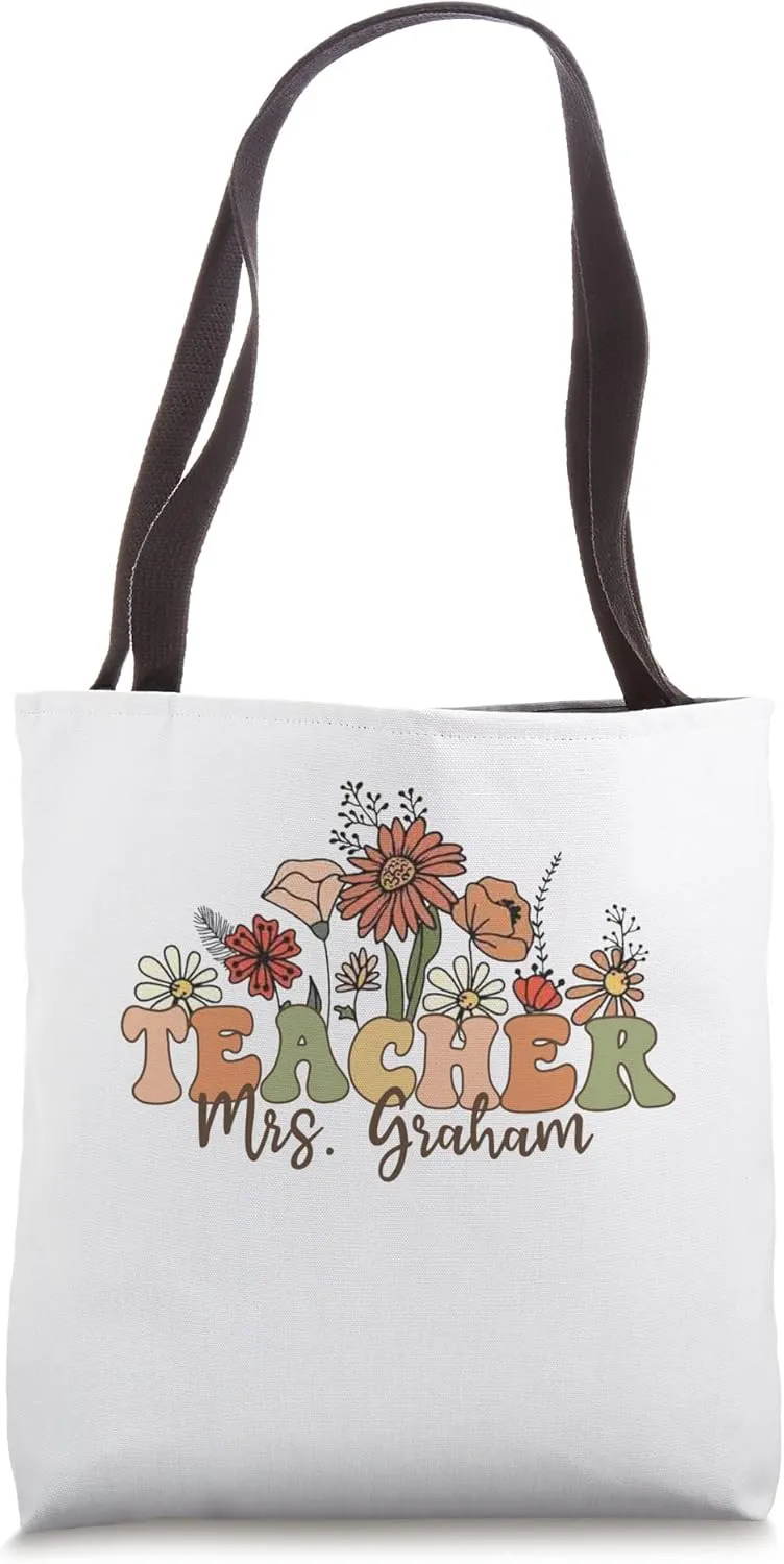 Personalized Name Teacher Mrs. Graham Back To School Custom Tote Bag