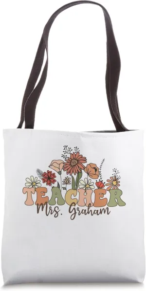 Personalized Name Teacher Mrs. Graham Back To School Custom Tote Bag