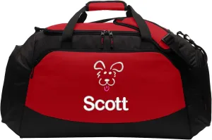 Personalized Puppy Dog Duffel Bag, Pet Travel Tote, Dog Lover Gift, Large Custom Bag Monogrammed Name, Red