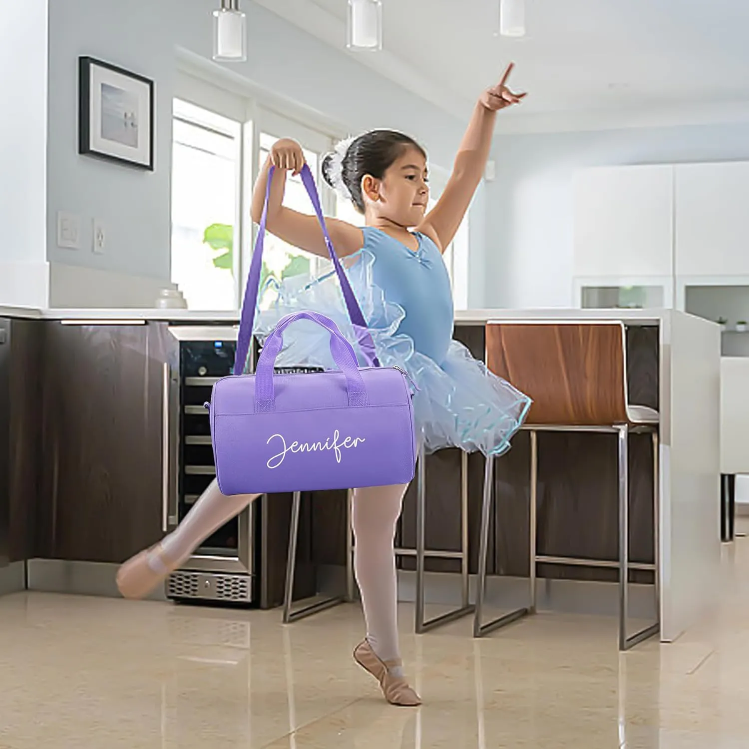 Personalized Sports Shoulder Bag Custom Child Name Kids Dance Ballet Bag Cute Travel Duffel Bag End Overnight Bag