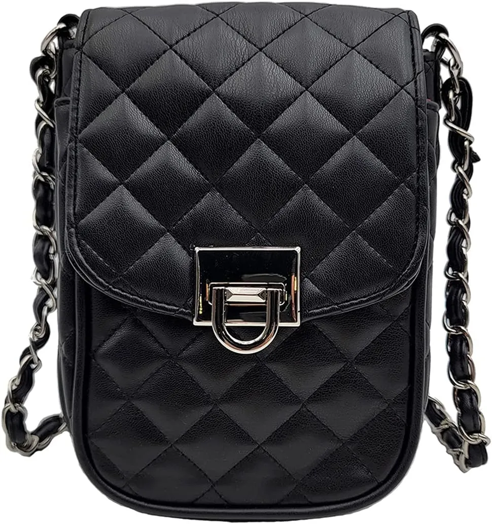 Phone Crossbody Bags for Women Small Vegan Leather Mini Shoulder Wallet Card Quilted Purse
