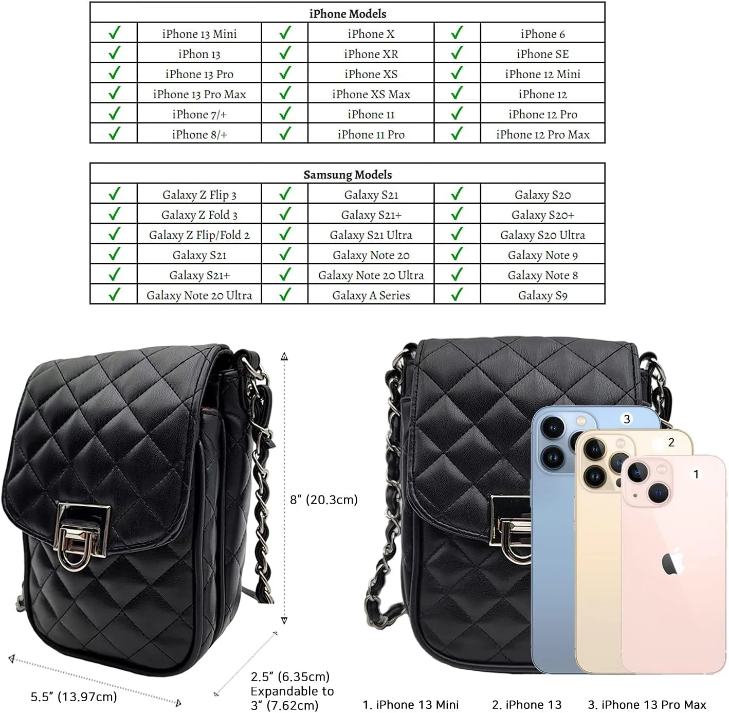 Phone Crossbody Bags for Women Small Vegan Leather Mini Shoulder Wallet Card Quilted Purse