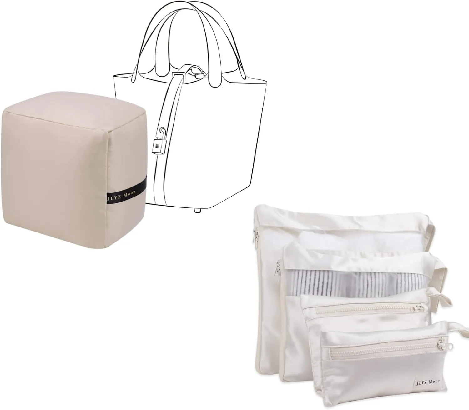 Picotin 18 Bag Pillow and 4Set Travel Packing Organizer(Craie)