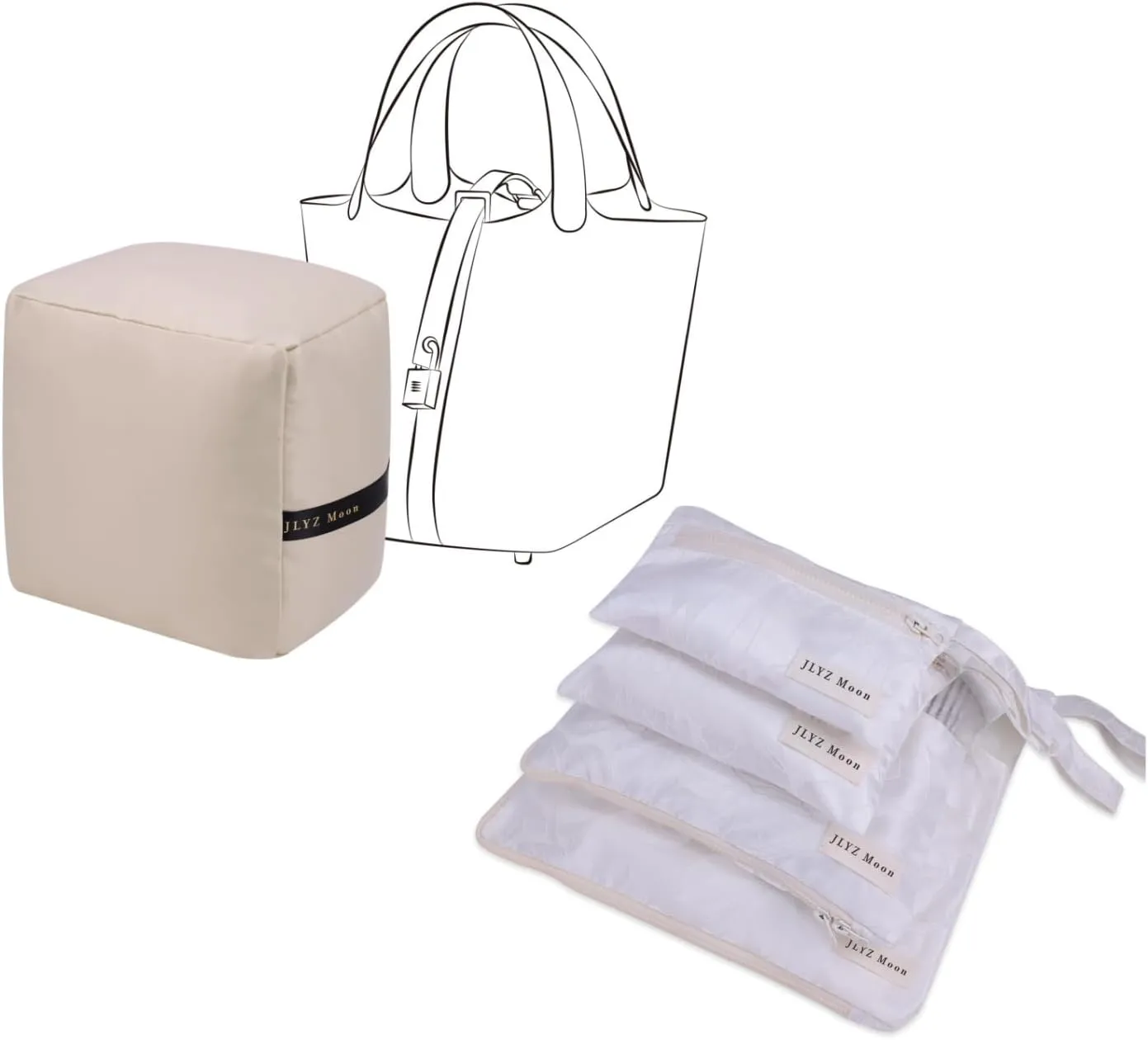 Picotin 18 Bag Pillow and 4Set Travel Packing Organizer(Snowflake)