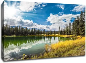 Pine Tree Lake - Water Landscapes - 24x18 Gallery Wrapped Canvas Wall Art