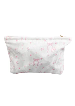 Pink Bows and Florals Corduroy Makeup Pouch