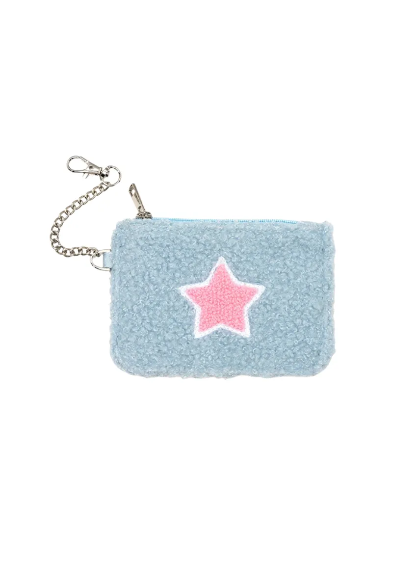 Pink Star Cloth Keychain Pouch