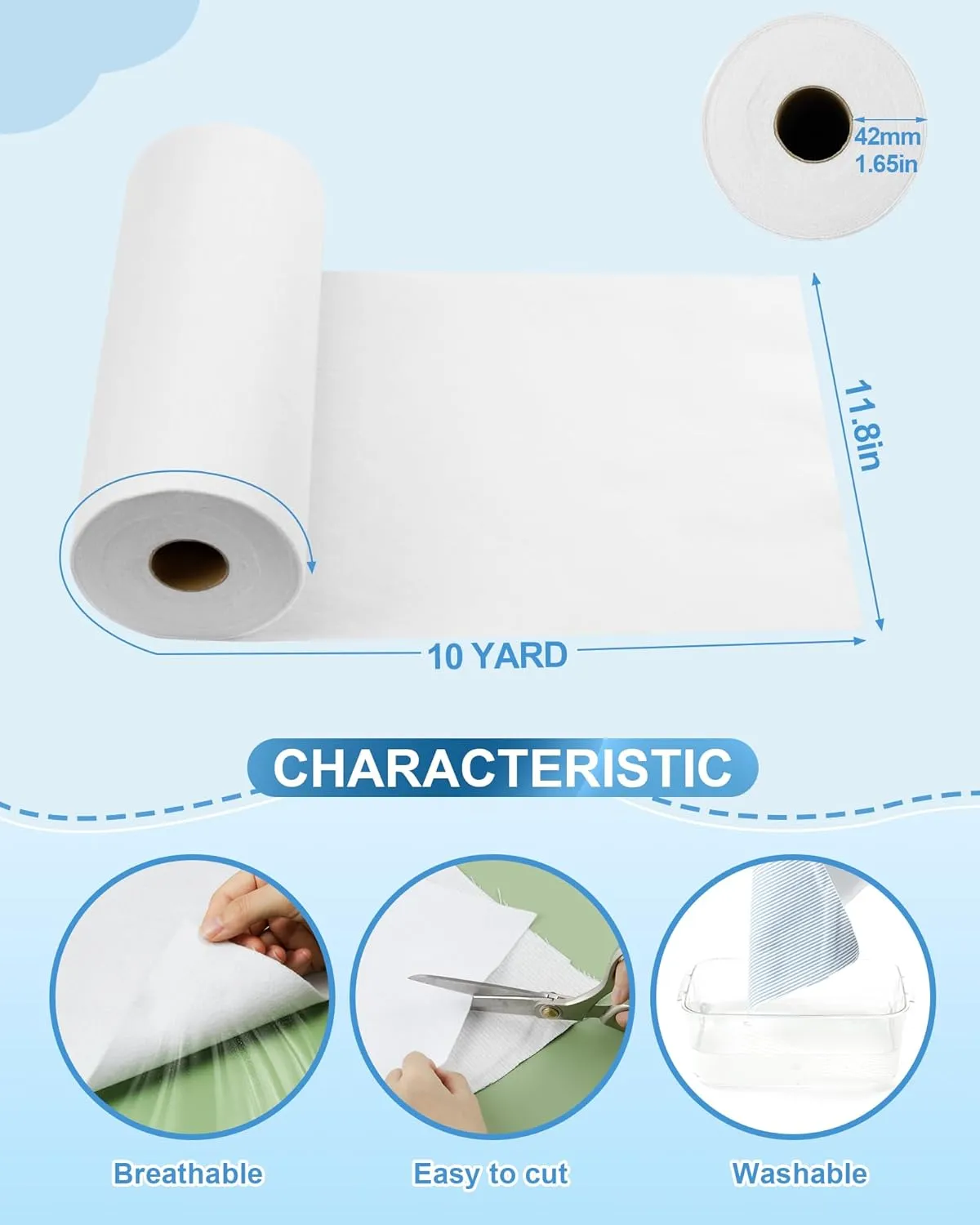 PLANTIONAL Iron-On Fusible Fleece Interfacing: 11.8 Inches x 10 Yards Medium Weight One-Sided Loft Iron On Fusible Fleece White for Quilting Tote Bags and Home Decor