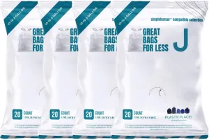 Plasticplace Custom Fit Trash Bags, Compatible with simplehuman Code J Packs, White Drawstring Garbage Liners 10-10.5 Gallon, 21'' x 28'' (20 Count/5 Pack)