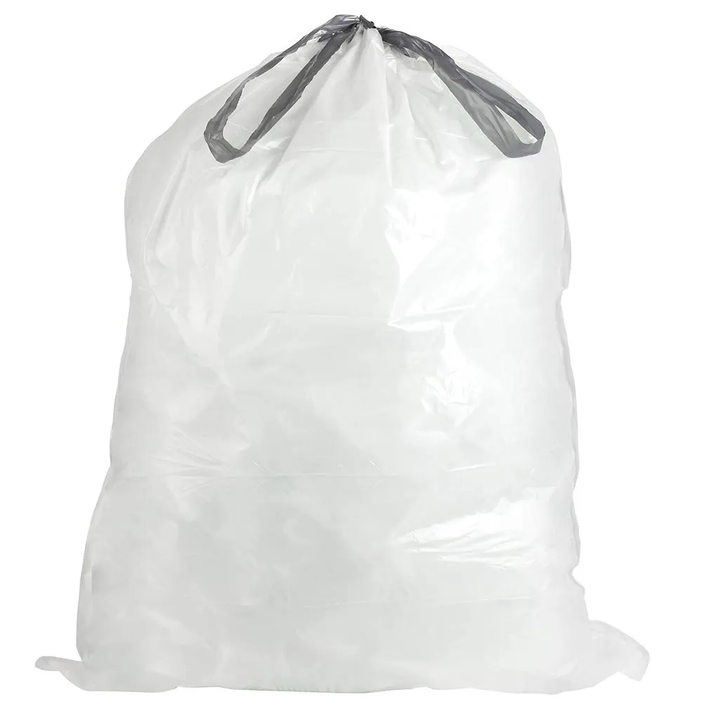 Plasticplace Custom Fit Trash Bags, Compatible with simplehuman Code K (50 Count) White Drawstring Garbage Liners 10 Gallon / 38 Liters 24" x 28"